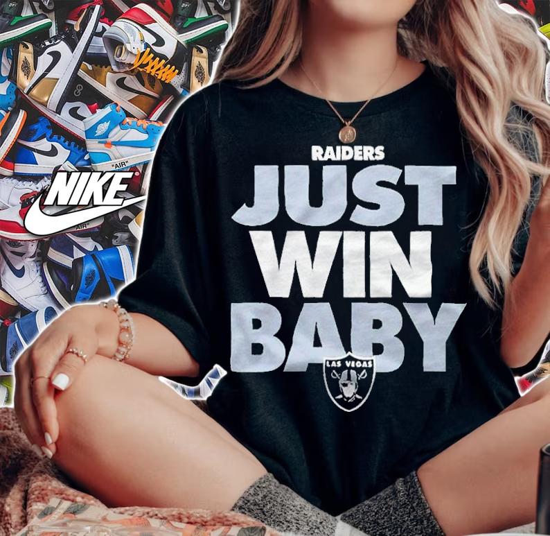 Las Vegas Raiders just win baby logo T-shirt woman shirt
