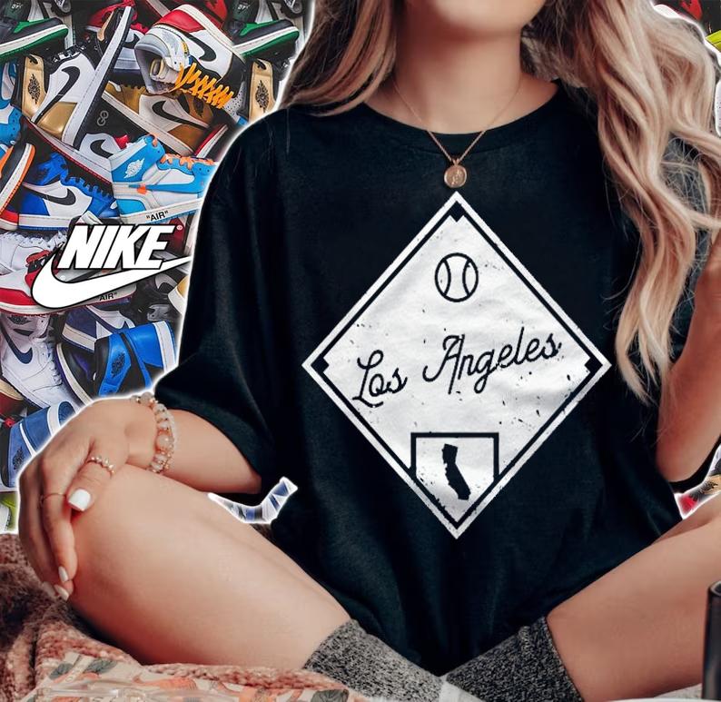 Los Angeles Baseball Fan California State Outline Shirt woman shirt