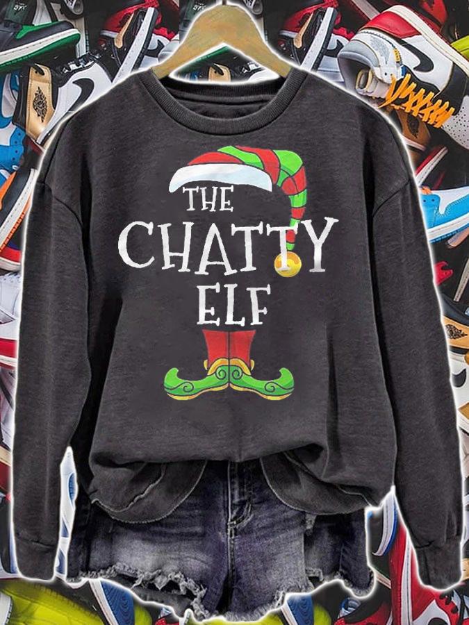 Chatty Elf Family Matching Christmas Talkative Funny Pajama Shirt sweatshirt
