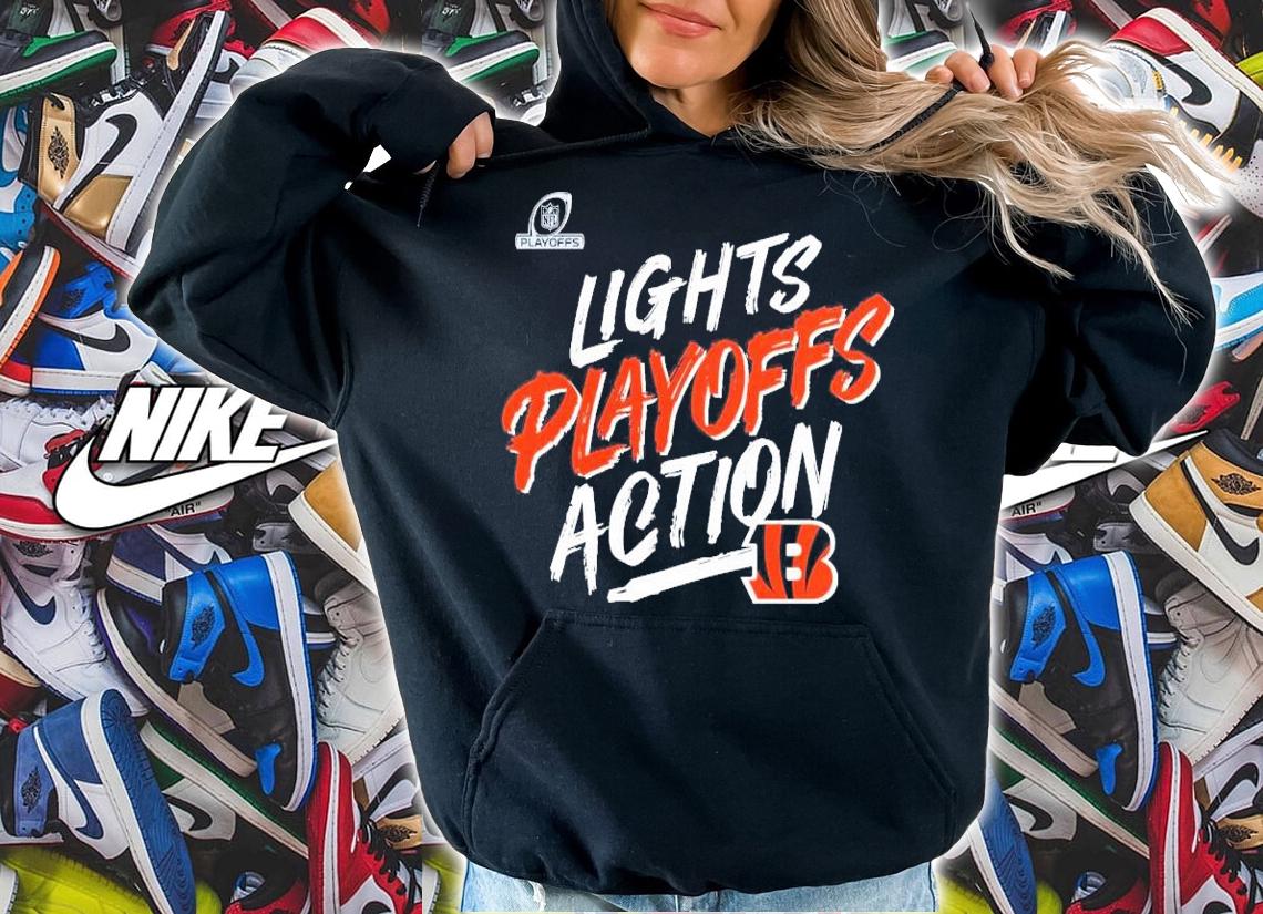 Cincinnati Bengals 2021 NFL Playoffs Bound Lights Action Shirt hoodie