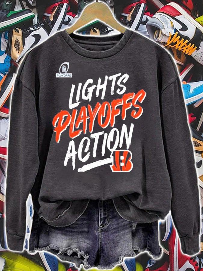Cincinnati Bengals 2021 NFL Playoffs Bound Lights Action Shirt sweatshirt