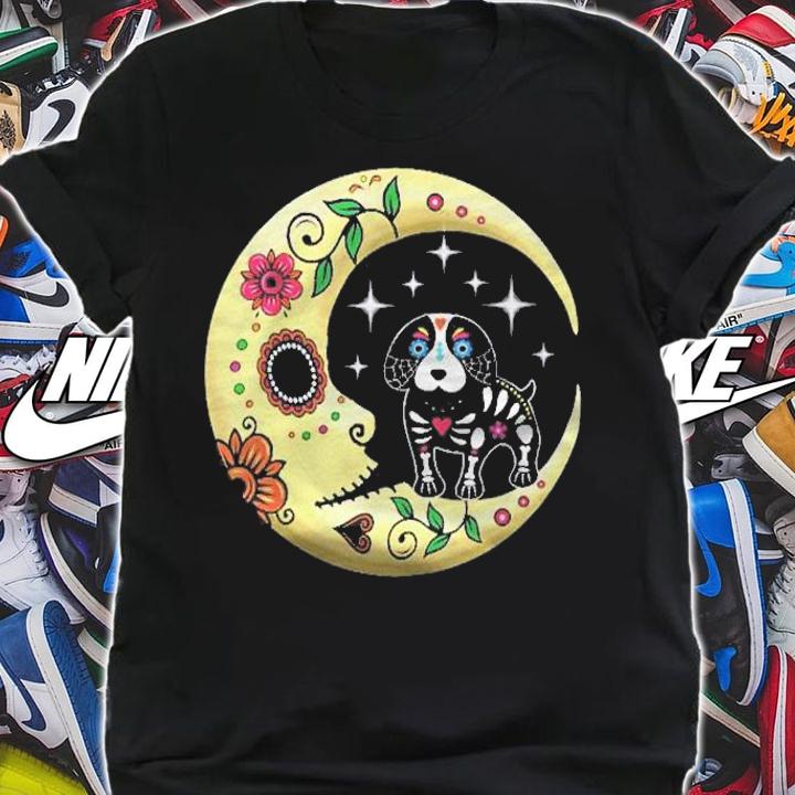 Dog & Moon Sugar Skull Dia De Los Muertos Day Of Dead Funny Shirt shirt