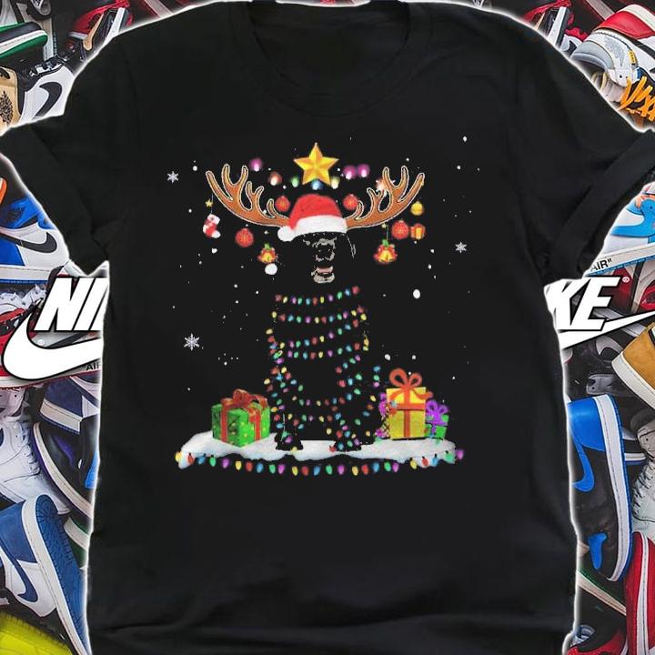 Funny Black Lab Dog Christmas Tee Reindeer Christmas Lights Shirt shirt