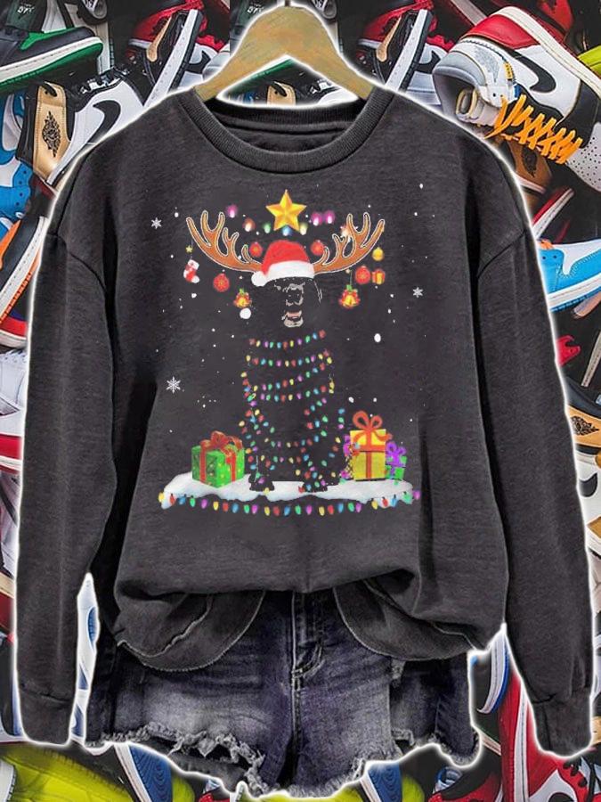 Funny Black Lab Dog Christmas Tee Reindeer Christmas Lights Shirt sweatshirt
