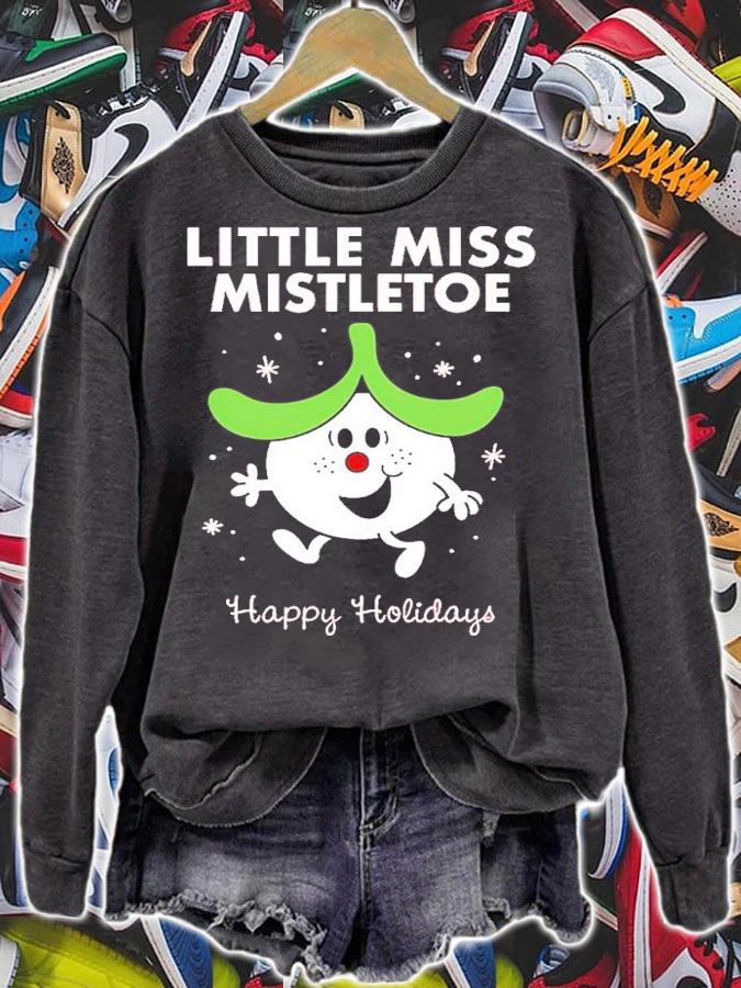 Little Miss Mistletoe Funny Xmas Cartoon Retro Children's Book shirt