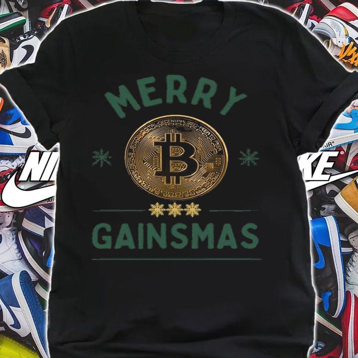 Merry Gainsmas Christmas Bitcoin T-Shirt shirt