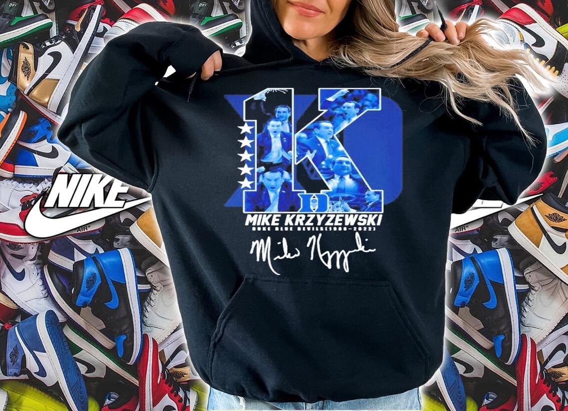 Mike Krzyzewski DUke Blue Devils 1980-2022 signature basketball shirt hoodie
