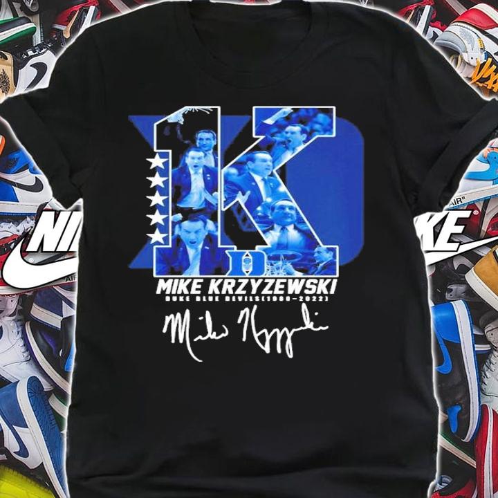 Mike Krzyzewski DUke Blue Devils 1980-2022 signature basketball shirt shirt