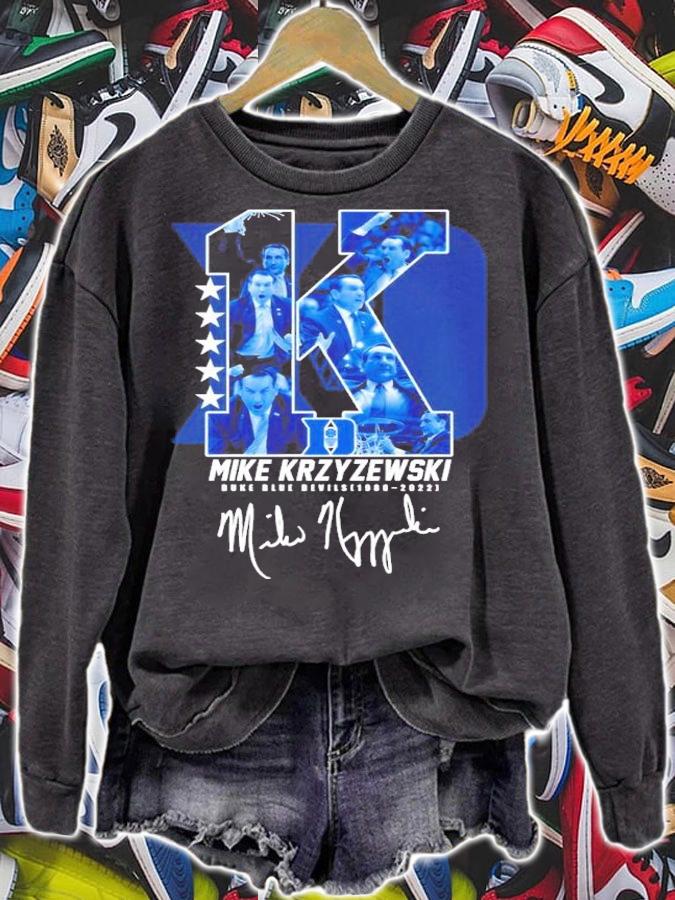 Mike Krzyzewski DUke Blue Devils 1980-2022 signature basketball shirt sweatshirt