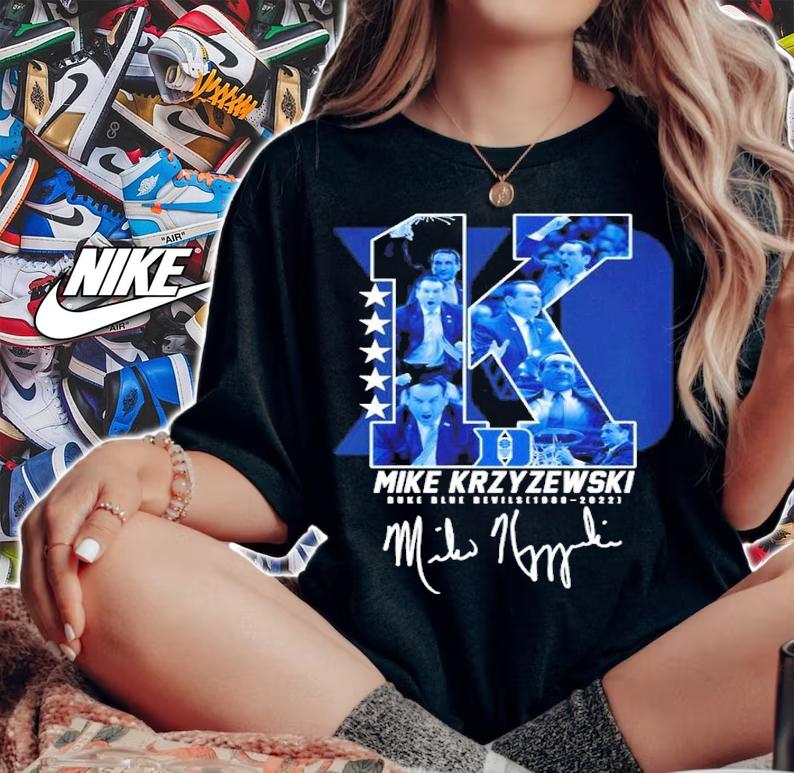 Mike Krzyzewski DUke Blue Devils 1980-2022 signature basketball shirt woman shirt