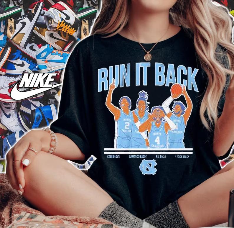 UNC North Carolina Tar Heels Basketball Run It Back T-Shirt woman shirt