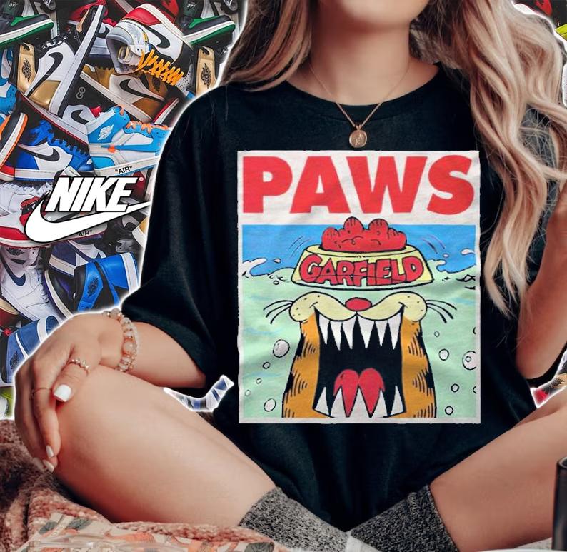 Garfield Paws Jaws funny T-shirt woman shirt