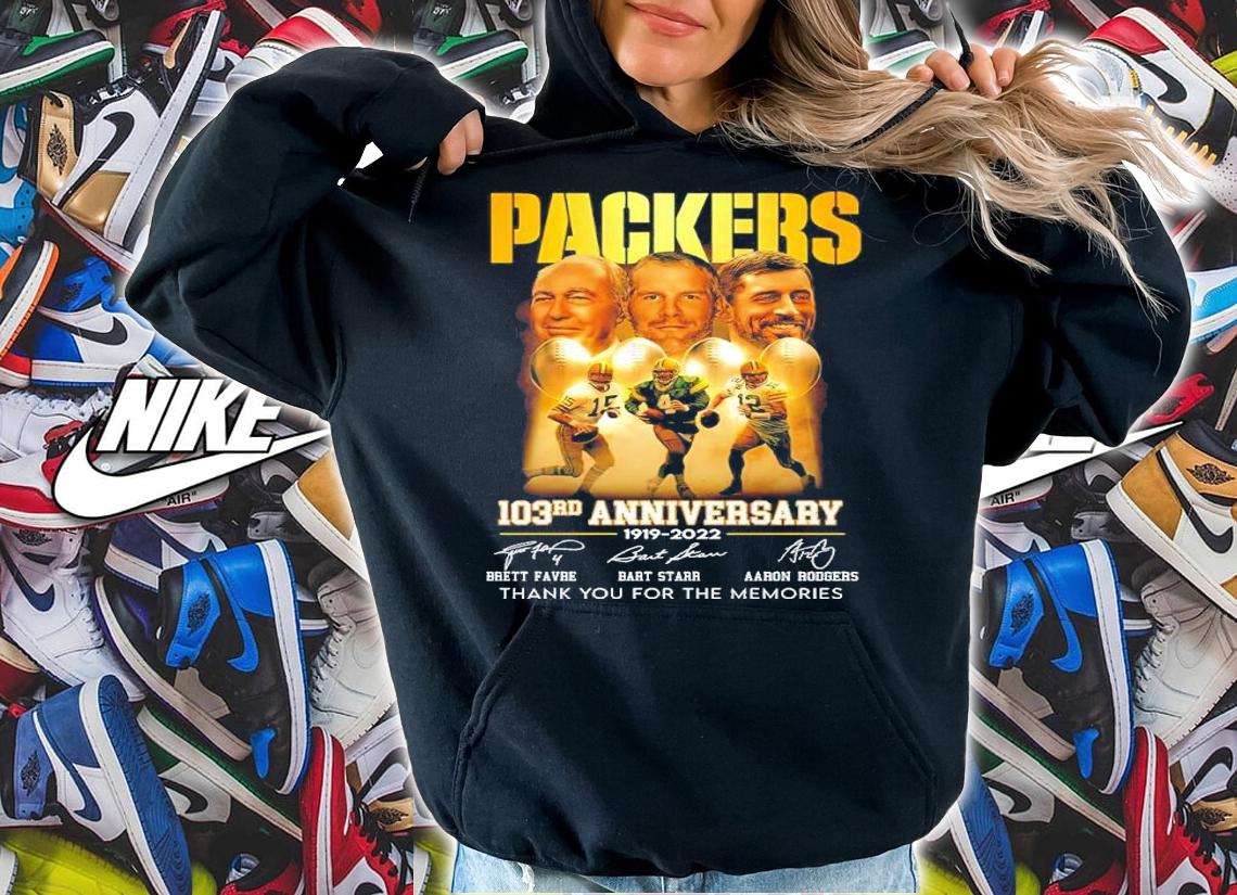 Green Bay Packers 103rd Anniversary 1919-2022 Signatures Thank You For The Memories Shirt hoodie