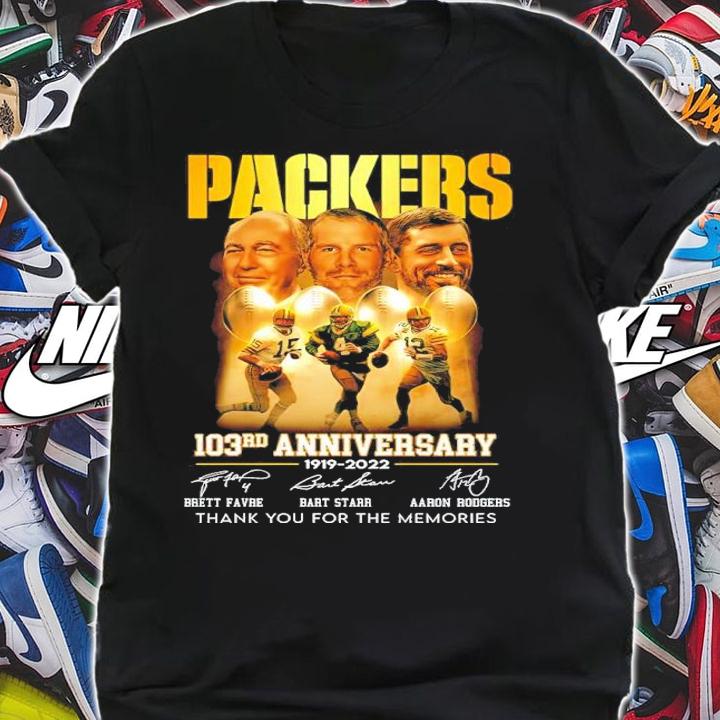 Green Bay Packers 103rd Anniversary 1919-2022 Signatures Thank You For The Memories Shirt shirt