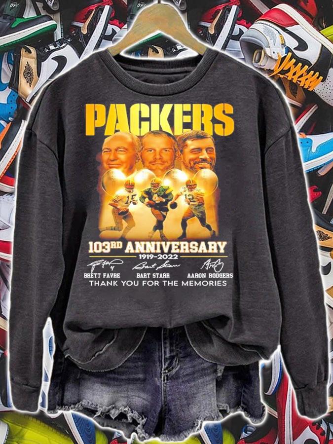 Green Bay Packers 103rd Anniversary 1919-2022 Signatures Thank You For The Memories Shirt sweatshirt