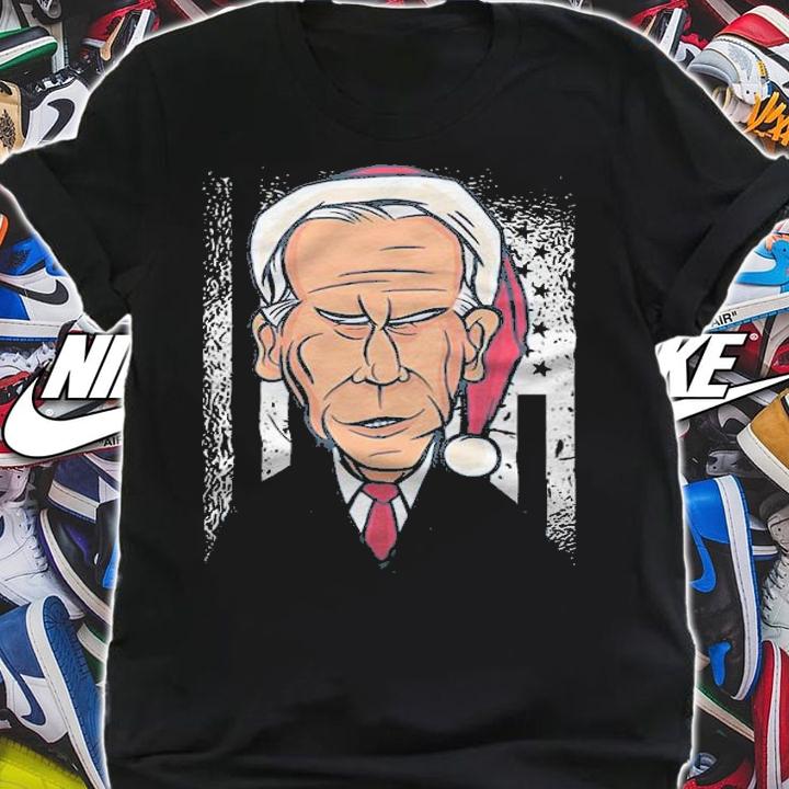 Premium funny Joe Biden Wearing A Santa Hat USA Flag Christmas T-Shirt shirt