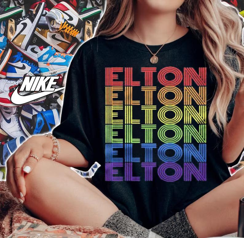 Retro Style Elton Rainbow Personalize Custom Shirt woman shirt