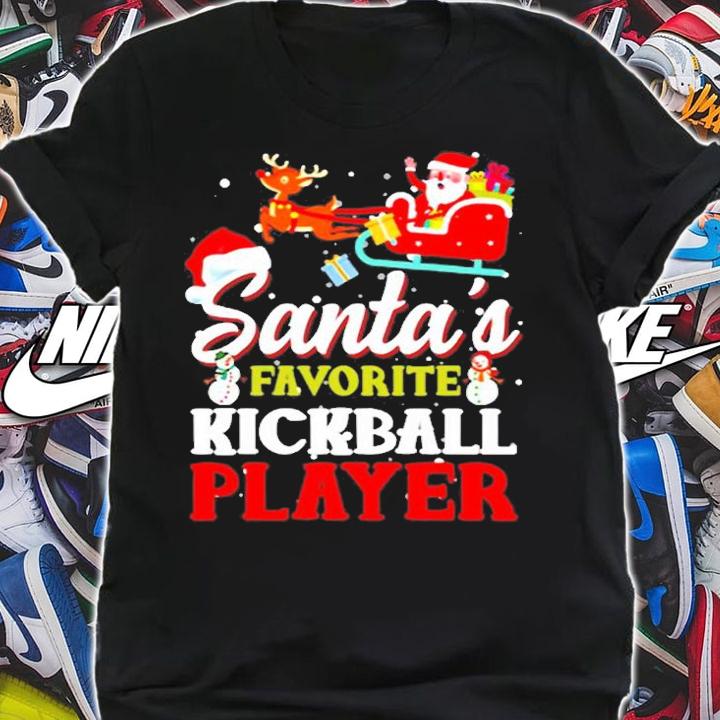 Santas Favorite Kickball Player Christmas Pajamas Gifts T-Shirt shirt