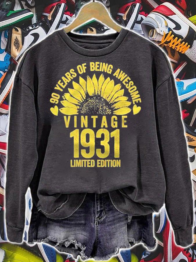 Womens 90 Years Old 1931 Limited Edition 90Th Bday Floral Shirt sweatshirt