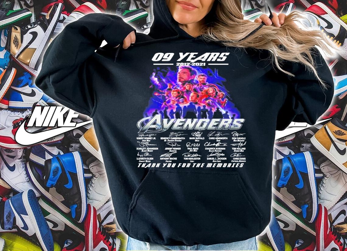 09 years 2012 2021 The Avengers thank you for the memories t-shirt hoodie