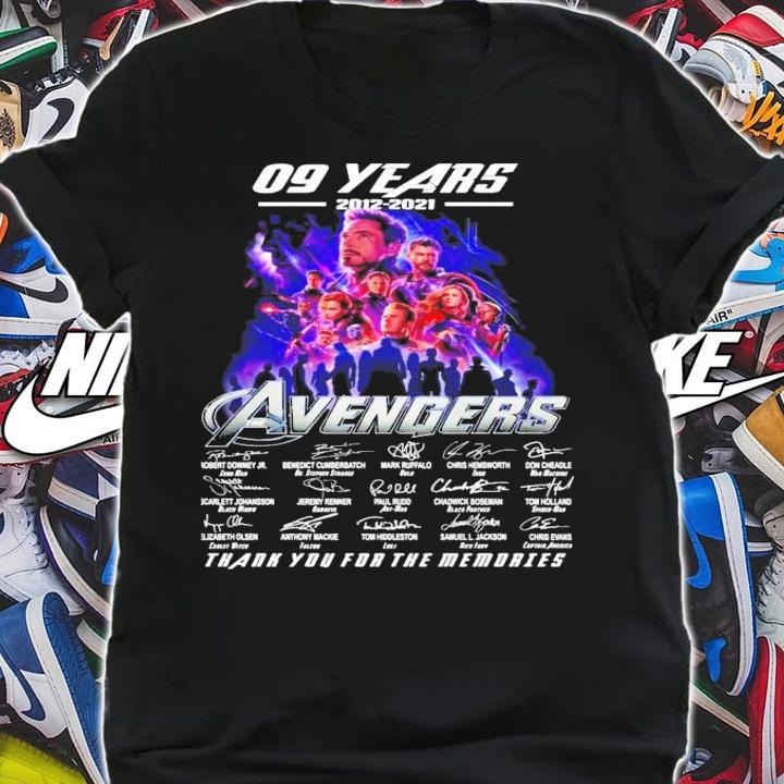 09 years 2012 2021 The Avengers thank you for the memories t-shirt shirt
