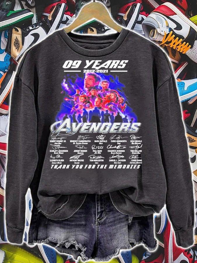 09 years 2012 2021 The Avengers thank you for the memories t-shirt sweatshirt