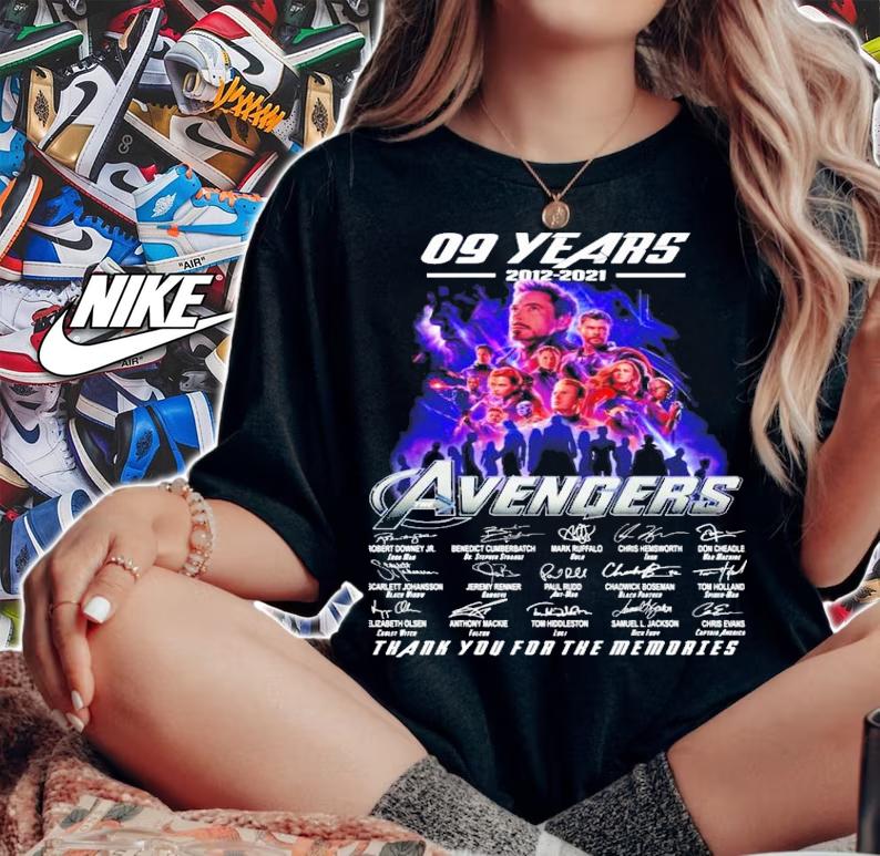 09 years 2012 2021 The Avengers thank you for the memories t-shirt woman shirt