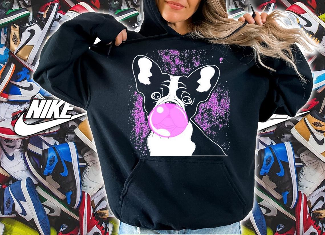 Cute French Bulldog Frenchie Lover Blowing Bubblegum T-Shirt hoodie