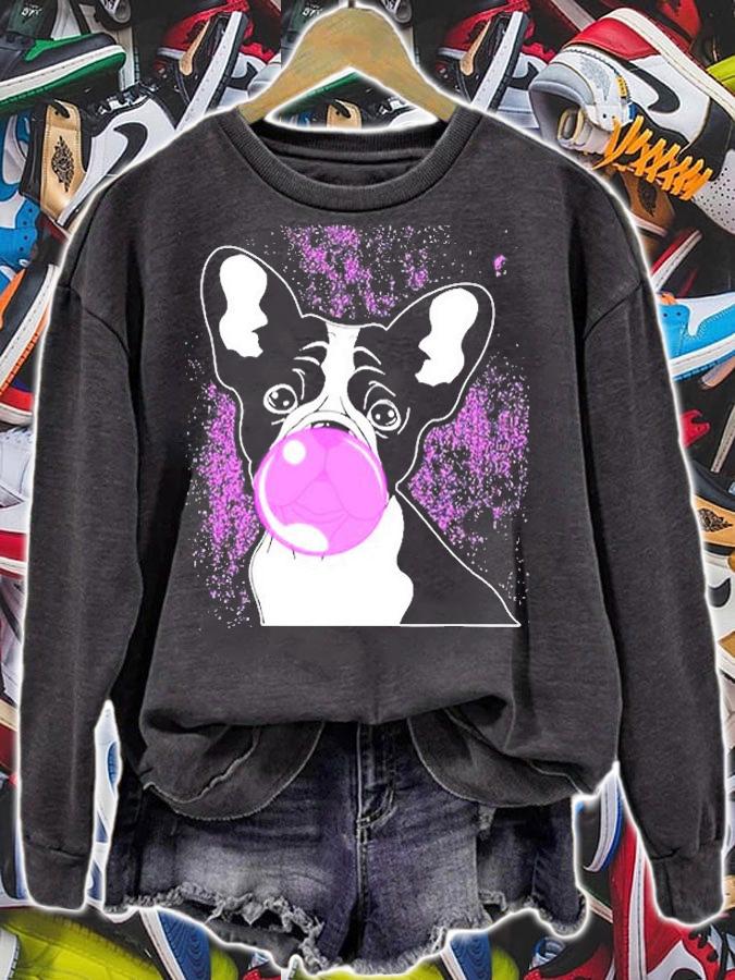 Cute French Bulldog Frenchie Lover Blowing Bubblegum T-Shirt sweatshirt