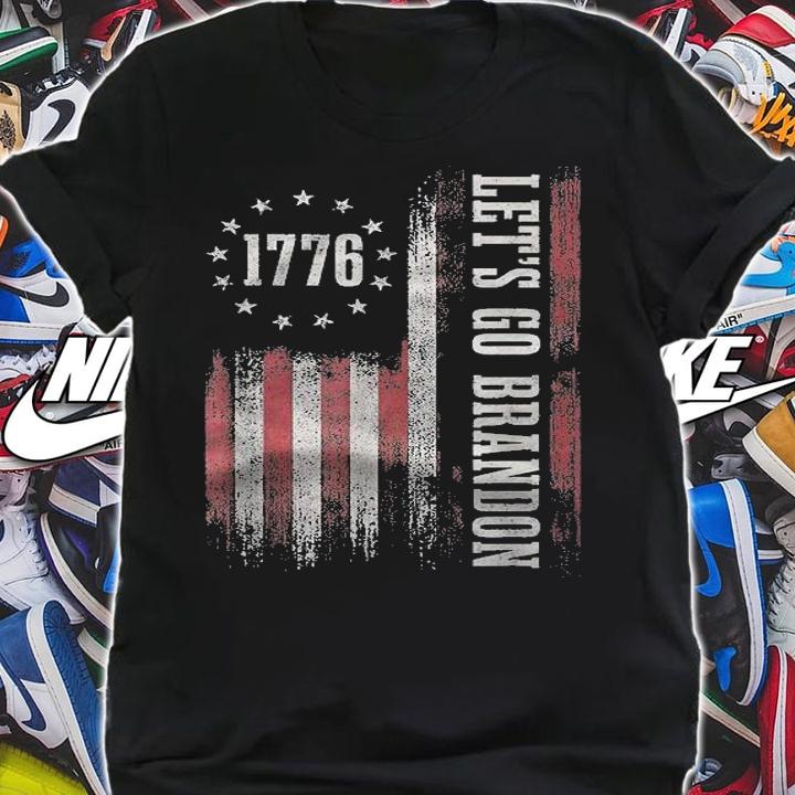 Hot 1776 Let's Go Brandon USA Flag Vintage T-Shirt