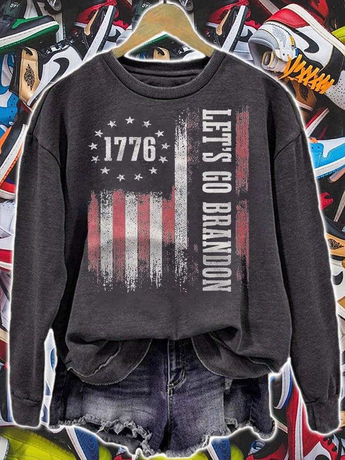 Hot 1776 Let's Go Brandon USA Flag Vintage T-Shirt