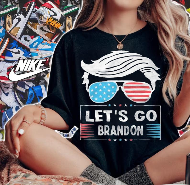 Let's Go Brandon Sunglasses USA Flag Anti Joe Biden T-Shirt