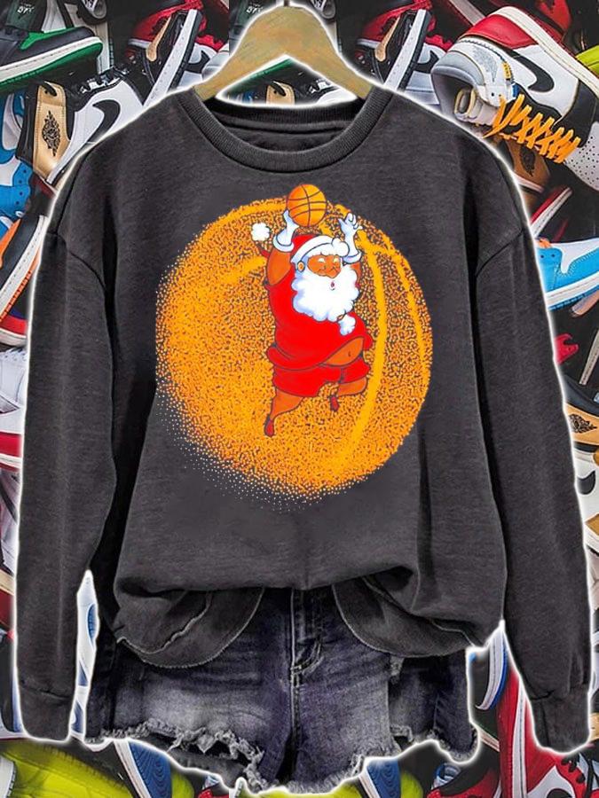 Christmas Santa Claus Dunking A Basketball Funny Xmas shirt sweatshirt