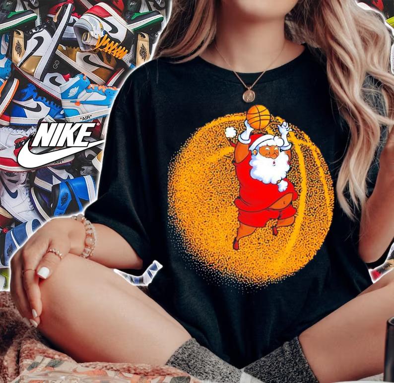 Christmas Santa Claus Dunking A Basketball Funny Xmas shirt woman shirt
