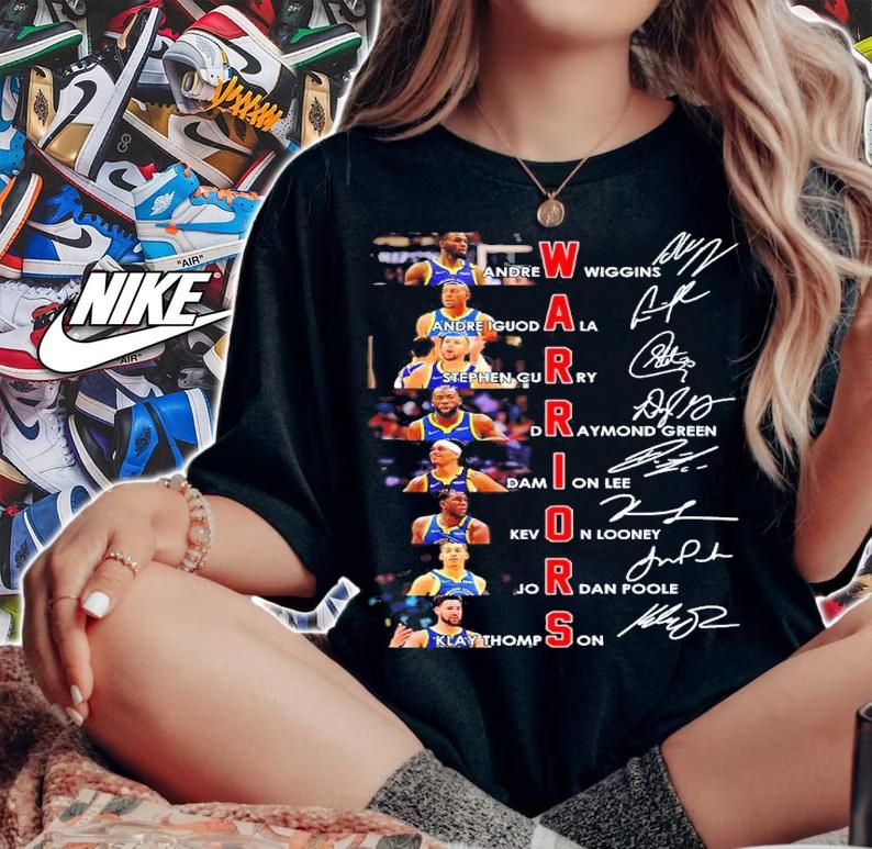Golden State Warriors Team Player Basketball Signatures Shirt woman shirt