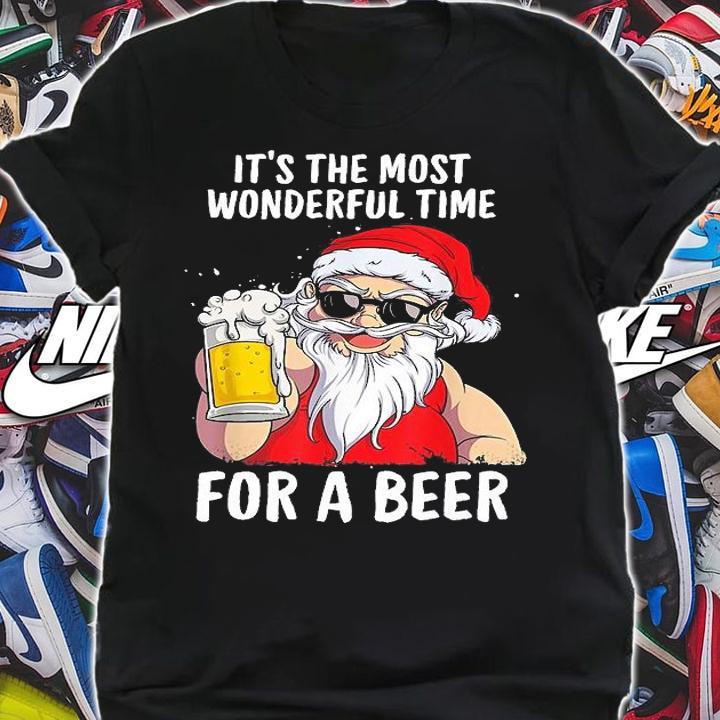 It's The Most Wonderful Time For A Beer Christmas Santa Hat TShirt T-Shirt shirt