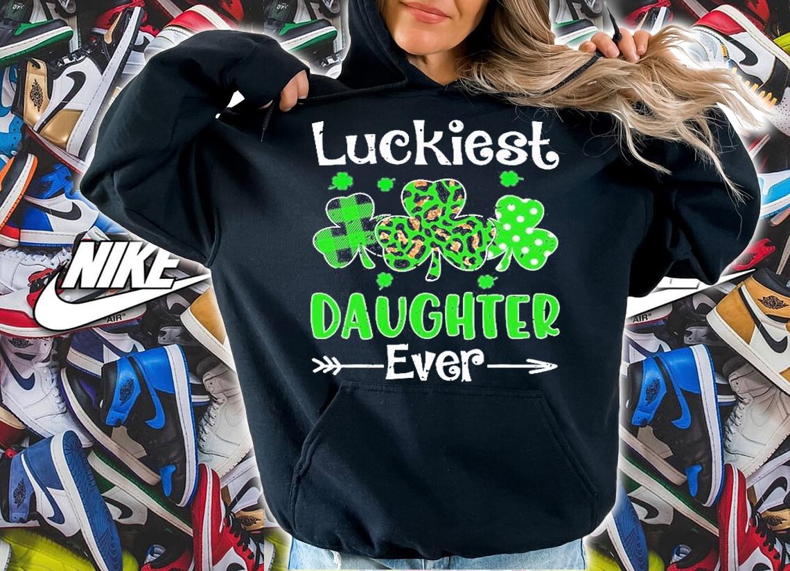 Luckiest Daughter Ever St.Patricks Day Shamrock Leopard T-Shirt hoodie
