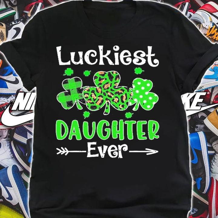 Luckiest Daughter Ever St.Patricks Day Shamrock Leopard T-Shirt shirt