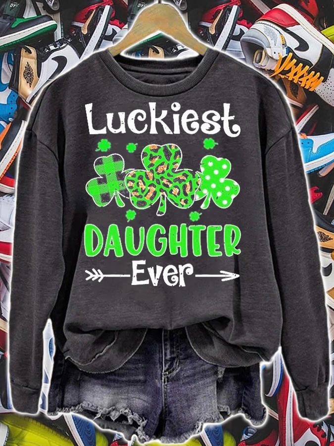 Luckiest Daughter Ever St.Patricks Day Shamrock Leopard T-Shirt sweatshirt