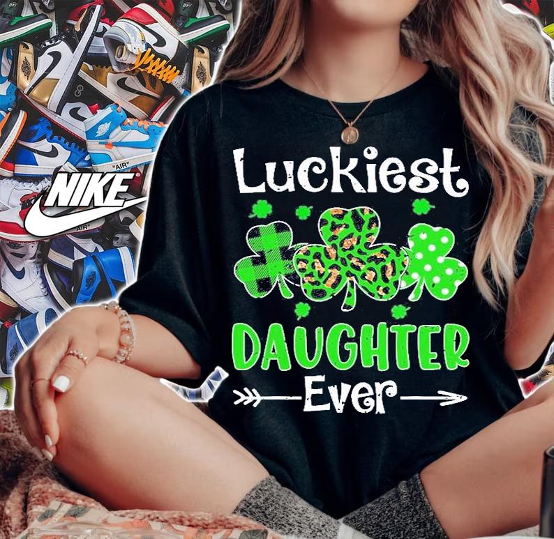 Luckiest Daughter Ever St.Patricks Day Shamrock Leopard T-Shirt woman shirt