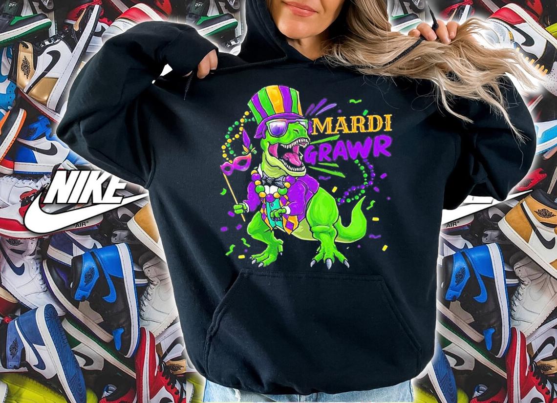 Mardi Gras Dinosaur T Rex T-Shirt hoodie