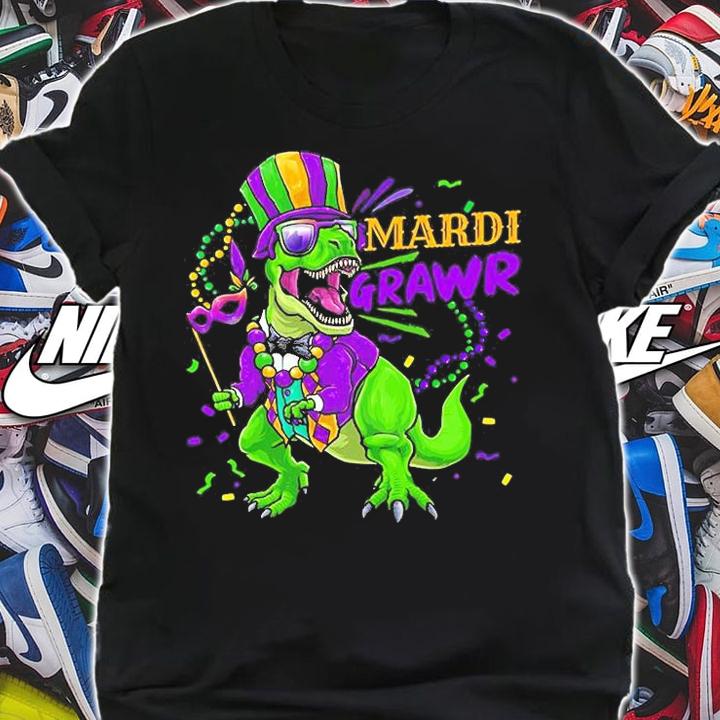 Mardi Gras Dinosaur T Rex T-Shirt shirt