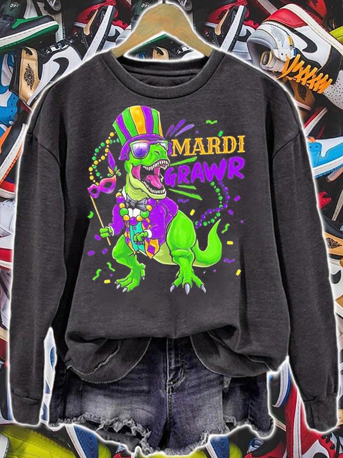 Mardi Gras Dinosaur T Rex T-Shirt sweatshirt