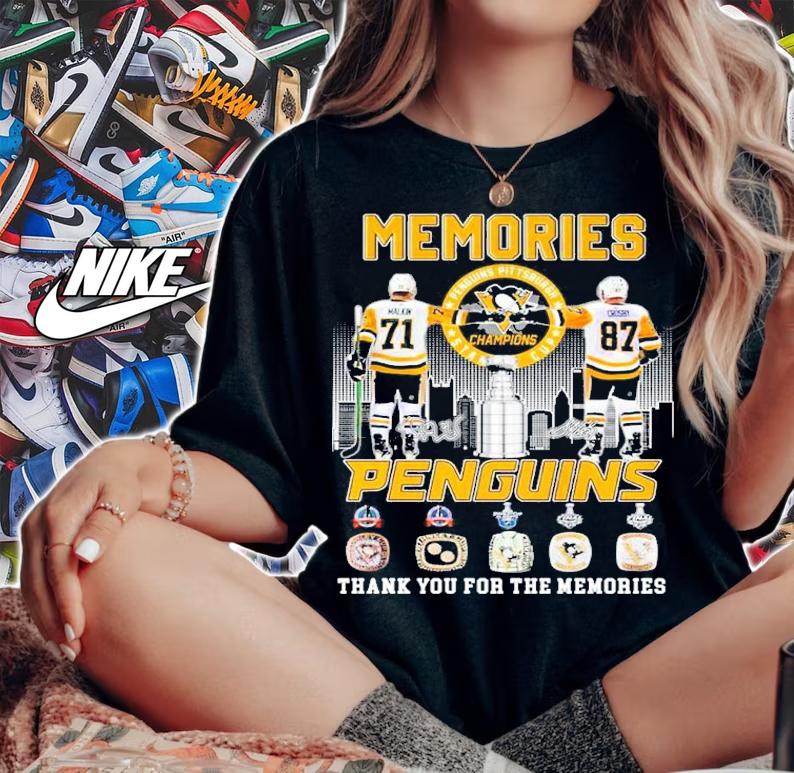Memories Penguins Evgeni Malkin And Sidney Crosby Signatures Thank You For The Memories Shirt woman shirt