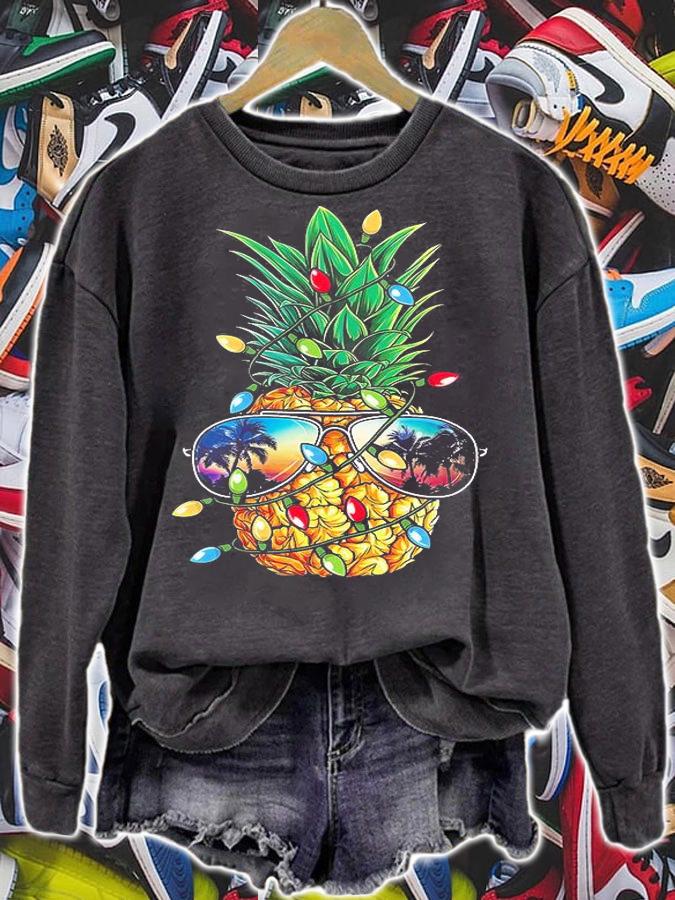 Pineapple Christmas Tree Lights Xmas Men Gifts Sunglasses T-Shirt sweatshirt