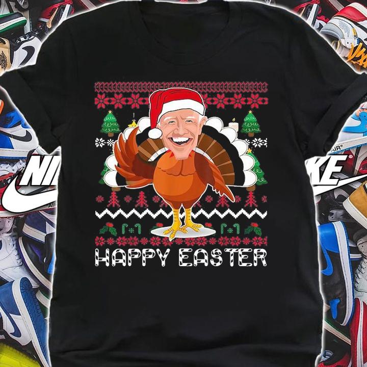 Santa Joe Biden Turkey Happys Easter Christmas T-Shirt shirt