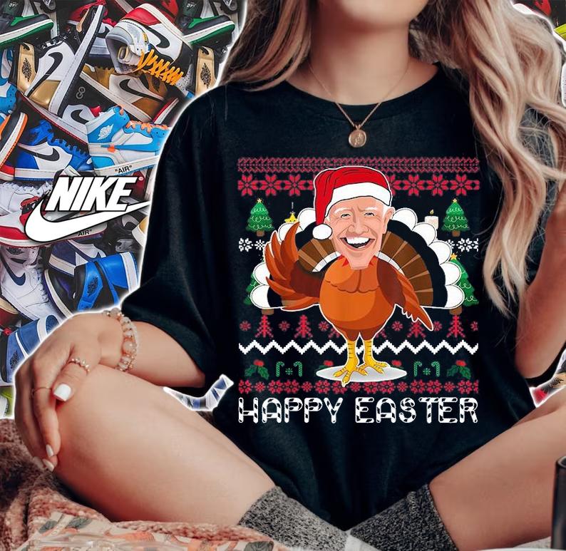 Santa Joe Biden Turkey Happys Easter Christmas T-Shirt woman shirt