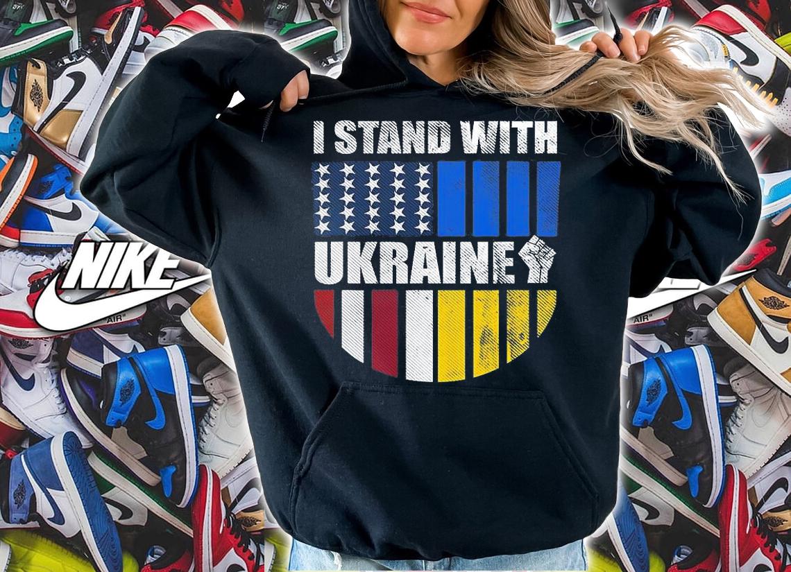 Support Ukraine Ukrainian Flag ,I Stand With Ukraine USA Flag T-Shirt hoodie