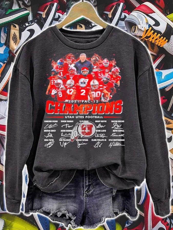 Utah Utes Football 2021 PAC-12 Champions Signatures Shirt sweatshirt