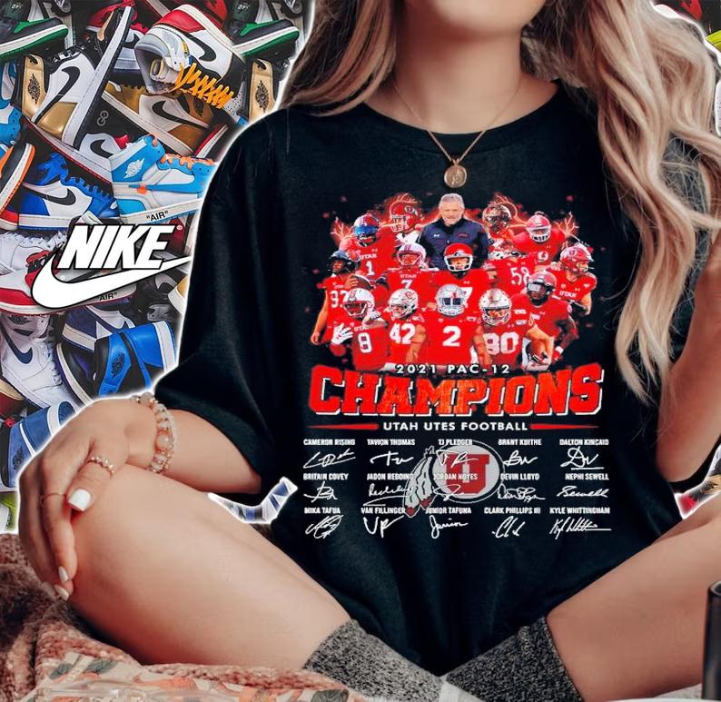 Utah Utes Football 2021 PAC-12 Champions Signatures Shirt woman shirt